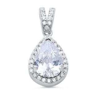 NWT Fashion Women's 925 Sterling Silver Clear Pear Cubic Zirconia  Pendant